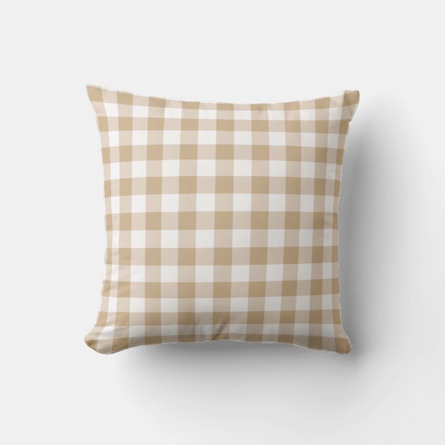 Beige Intenso Small Gingham Kudde (Framsida)