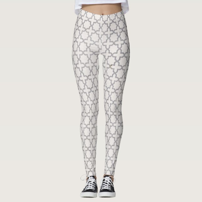 Beige Islamic geometric mönster Leggings (Framsida)