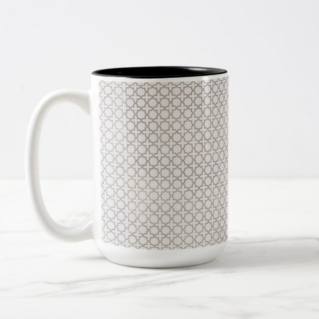 Beige Islamic geometric mönster Två-Tonad Mugg (Vänster)