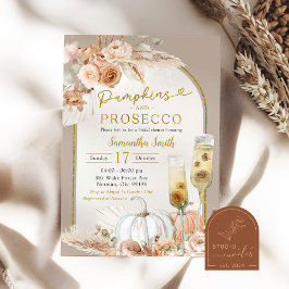 Beige Ivory Boho Pumpkin & Prosecco Möhippa Inbjudningar