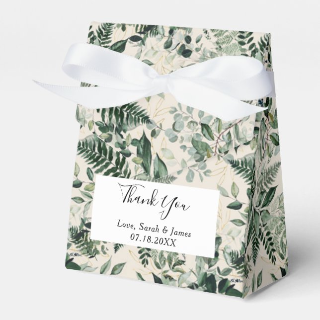 Beige Ivory Botanic foliage Bröllop Presentaskar (Framsidan Sidan)