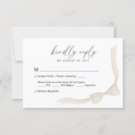 Beige Ivory Bow Ribbon Menu Choice Bröllop OSA