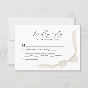 Beige Ivory Bow Ribbon Menu Choice Bröllop OSA Kort