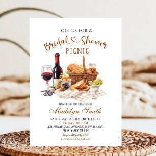 Beige jordton Bröllopsdusch Picknickfest Inbjudningar