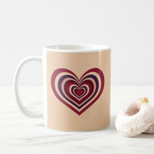 Beige-kaffe Mugg med Retro Red Heart