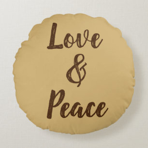 Beige Kärlek & Peace Rund Kudde
