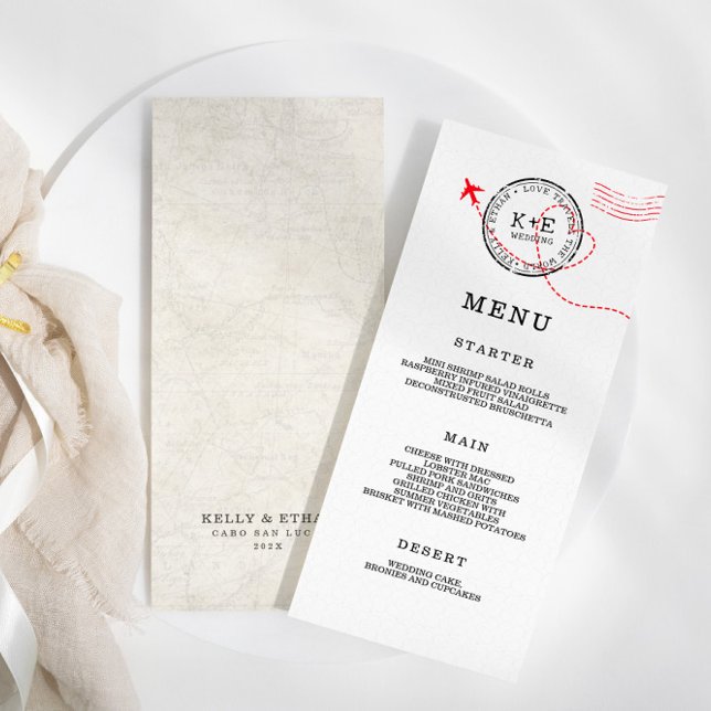 Beige Karta Destination Wedding Meny (Skapare uppladdad)
