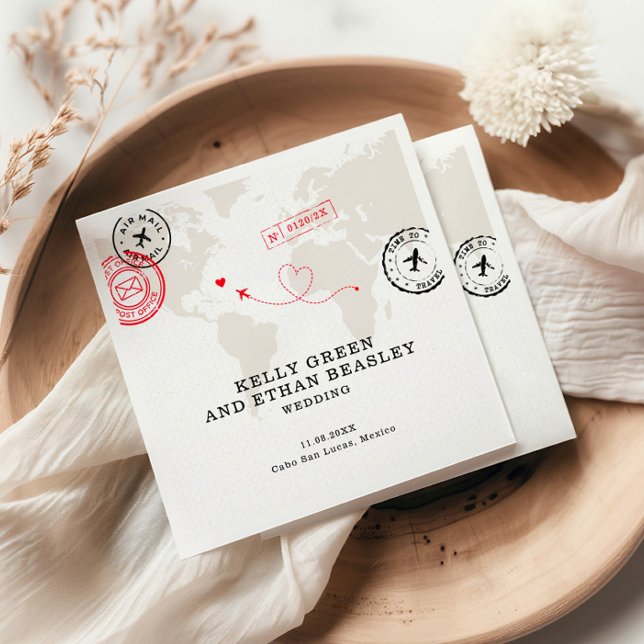 Beige Karta Destination Wedding Pappersservett (Skapare uppladdad)
