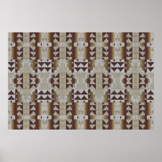Beige Khaki Coffee Brown Ethnic Tribal Mosaic Poster (Framsidan)