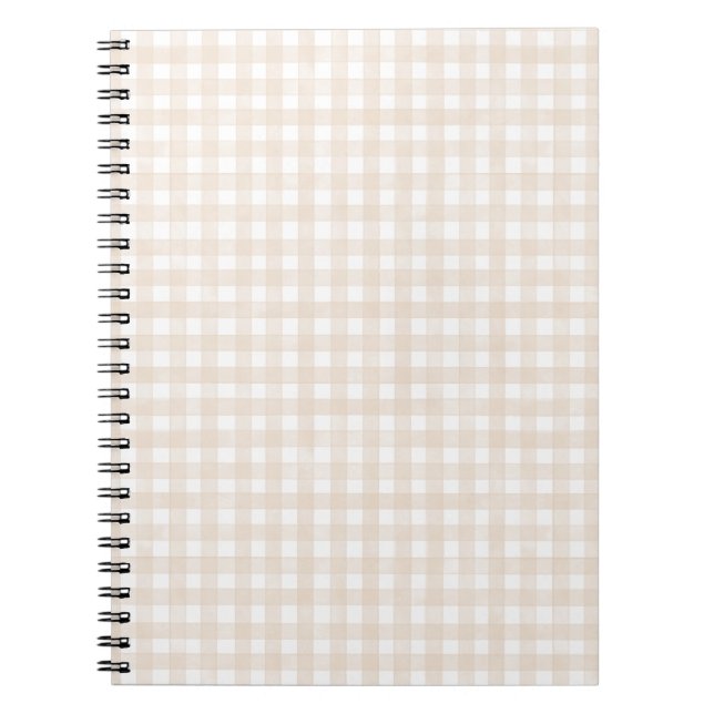 Beige Klassisk Gingham Anteckningsbok (Framsidan)