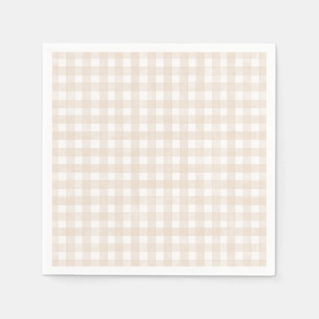 Beige Klassisk Gingham Pappersservett (Framsidan)