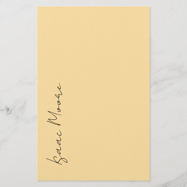 Beige Kräm Enkel Elegant Skrift Kalligrafi Namn Brevpapper (Framsida)