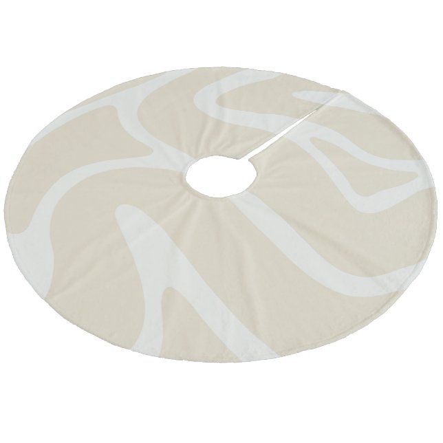 Beige Kräm Enkel Organisk Mönster Julgransmatta Fleece (Vinklad)