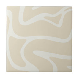 Beige kräm enkel organisk mönster kakelplatta