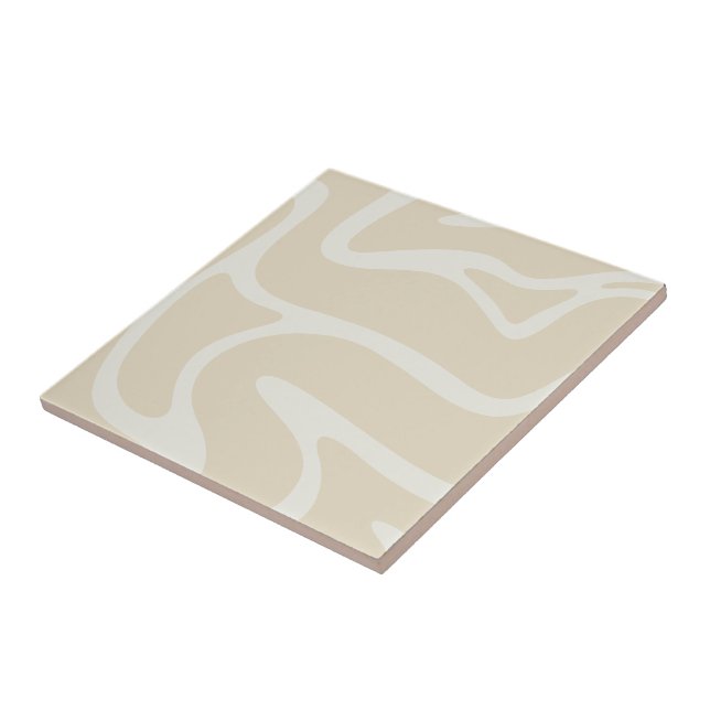 Beige kräm enkel organisk mönster kakelplatta (Sidan)