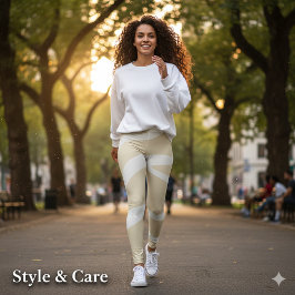 Beige Kräm Enkel Organisk Mönster Leggings
