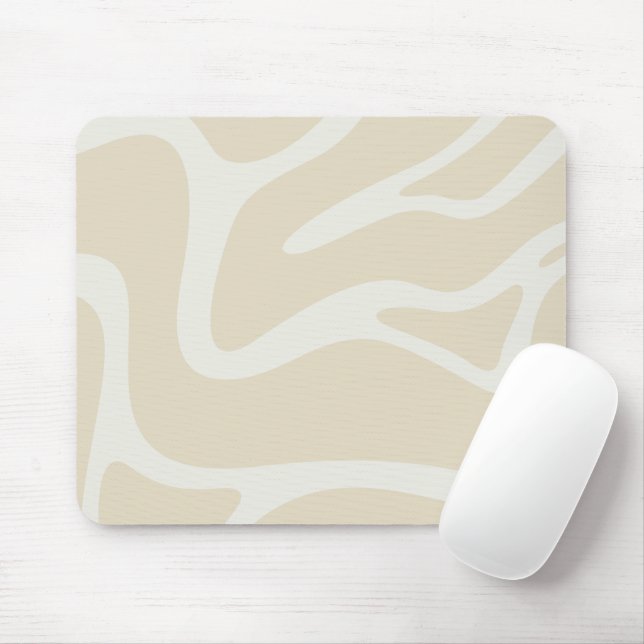 Beige Kräm Enkel Organisk Mönster Musmatta (Med mus)