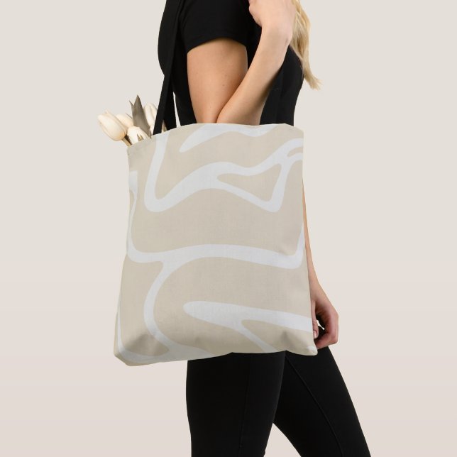 Beige Kräm Enkel Organisk Mönster  Tygkasse (Närbild)