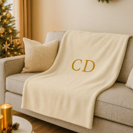 Beige kräm mongrammad initialer modern fleecefilt