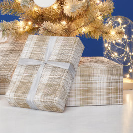 Beige kräm neutral fönsterrutemönster i linneplagg presentpapper
