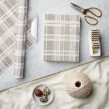 Beige kräm neutral fönsterrutig linne plaid mönste