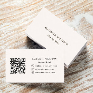 Beige kräm qr-kod visitkort