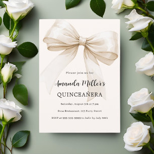 Beige kräm Quinceanera lyxur Inbjudningar