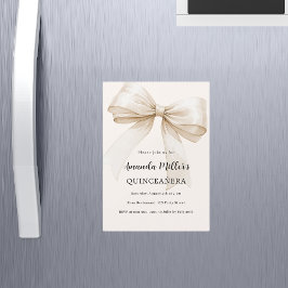 Beige kräm Quinceanera lyxur Magnetisk Inbjudningskort