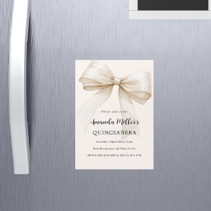 Beige kräm Quinceanera lyxur Magnetisk Inbjudningskort