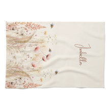 Beige kräm vattenfärgsblommor rosa boho