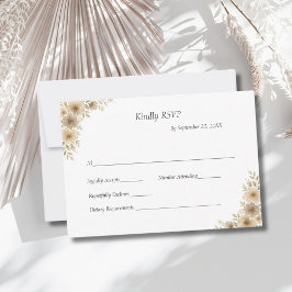 Beige Krämgrå Blommig Traditionell Formell Bröllop OSA Kort