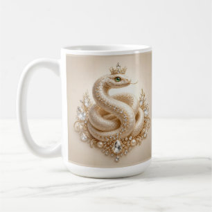 Beige kristall orm krona hänge konst kaffemugg