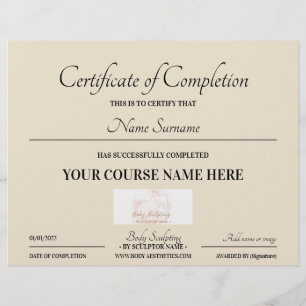 Beige kurs online certifikat för avslutad utbildni