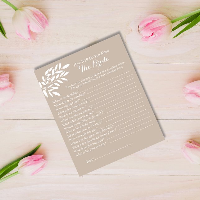 Beige Lämnar hur bra vet du om Bride-spelet? (Skapare uppladdad)