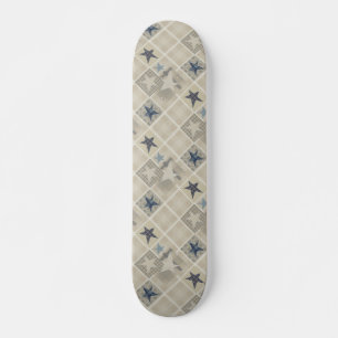 Beige lappchwork mini skateboard bräda 18,5 cm