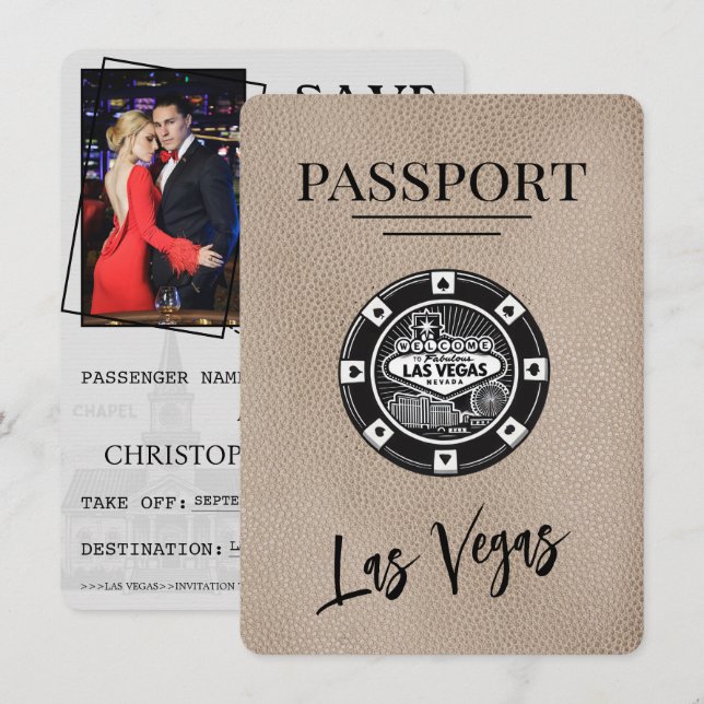 Beige Las Vegas-passet Spara datum Datumet (Fram/baksida)