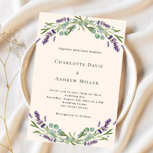 Beige lavender Greenery lila lyxury bröllop Inbjudningar