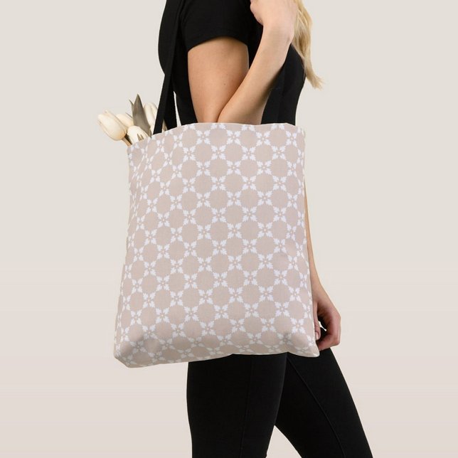 Beige Leaf Pattern Tote Tygkasse (Skapare uppladdad)