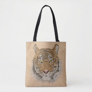 Beige Leather och Tiger Tygkasse