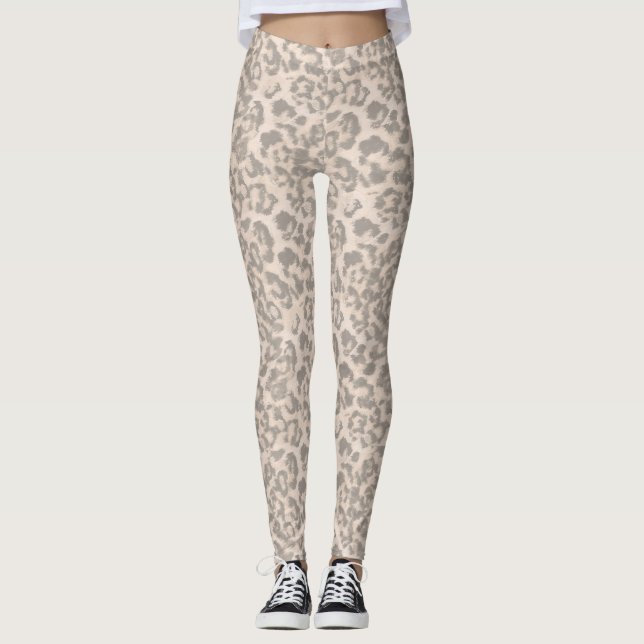 Beige leopard print . leggings (Framsida)