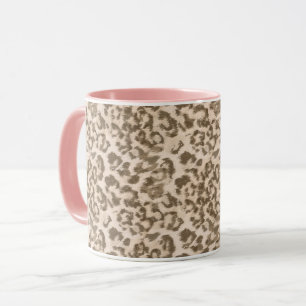 Beige leopard print mugg