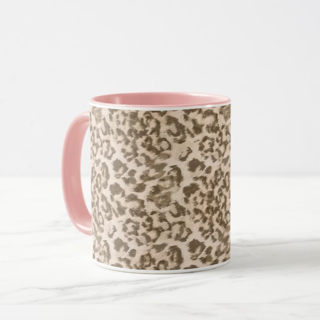 Beige leopard print mugg (Framsida vänster)