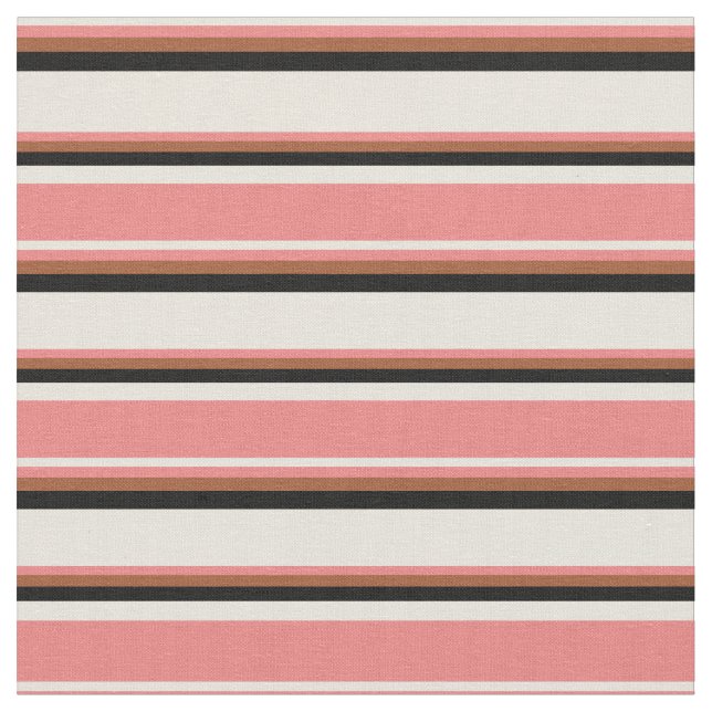 Beige, Light Coral, Sienna & Black Rand Tyg (Närbild)