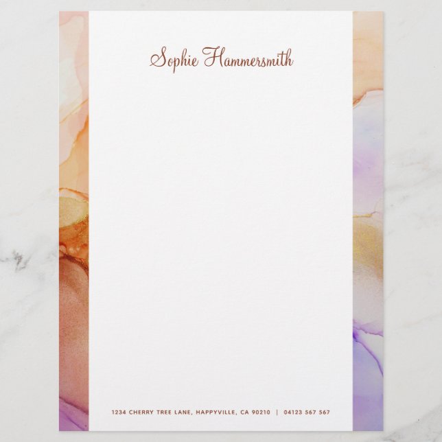 Beige Lila Abstrakt Namngiven mall Papper (Framsida)