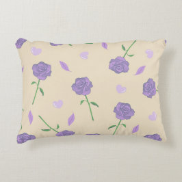 Beige Lila Ro Blommigt Boho Botanical Mönster Prydnadskudde