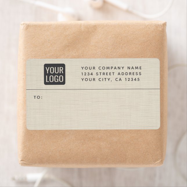 Beige Linen Creme Struktur Simple Elegant Monogram Fraktsedel (Insitu)