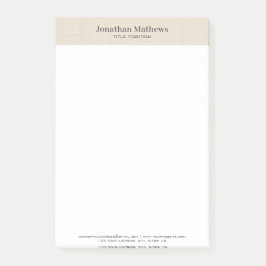 Beige Linen Creme Struktur Simple Elegant Monogram Post-it Block