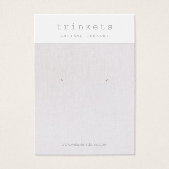 Beige Linen Earring Jewelry Visning Card Visitkort (Framsidan)