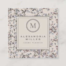 Beige Linen Elegant Blommigt | Monogram