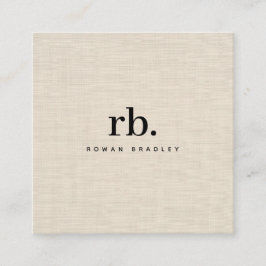 Beige Linen Fabric Effect Elegant QR Code Fyrkantigt Visitkort